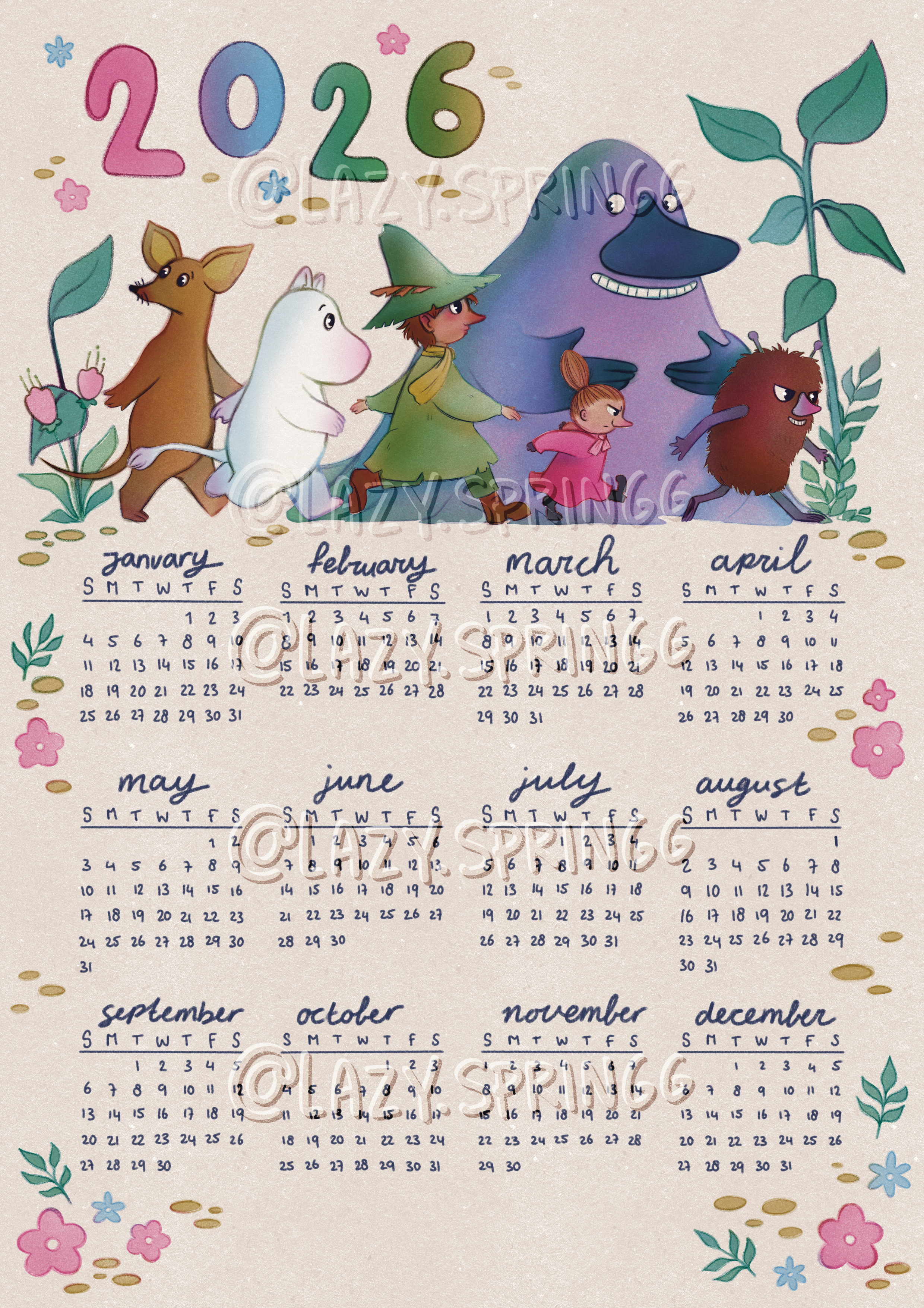 Finnish character calendar 2026